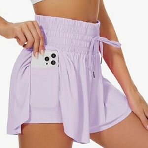 2 Pr Leftear Flowy Shorts Yoga Running Workout With Pocket Size XS
